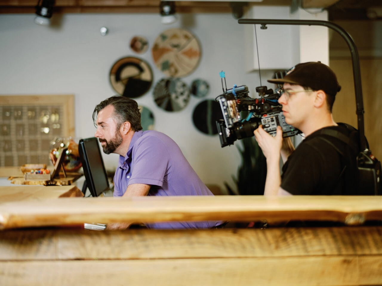 Filming behind the scenes